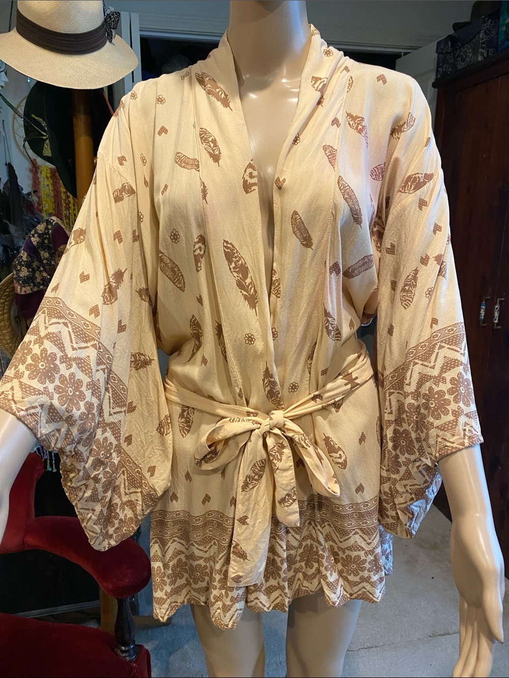 Spell Cactus Rose Skull Tribe Kimono Robe Vintage